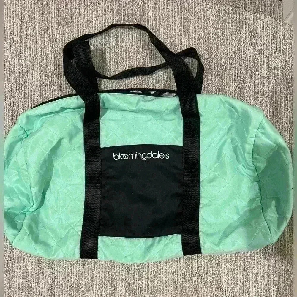 Bloomingdale's Mint Green and Black Travel Tote